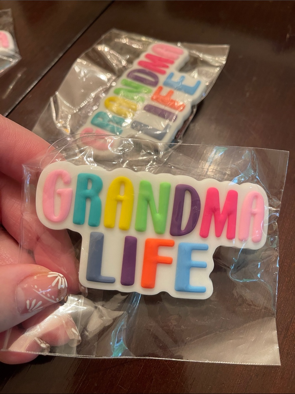 Colorful 'GRANDMA LIFE' Rubber Silicone Bogg Bag Charm nwt